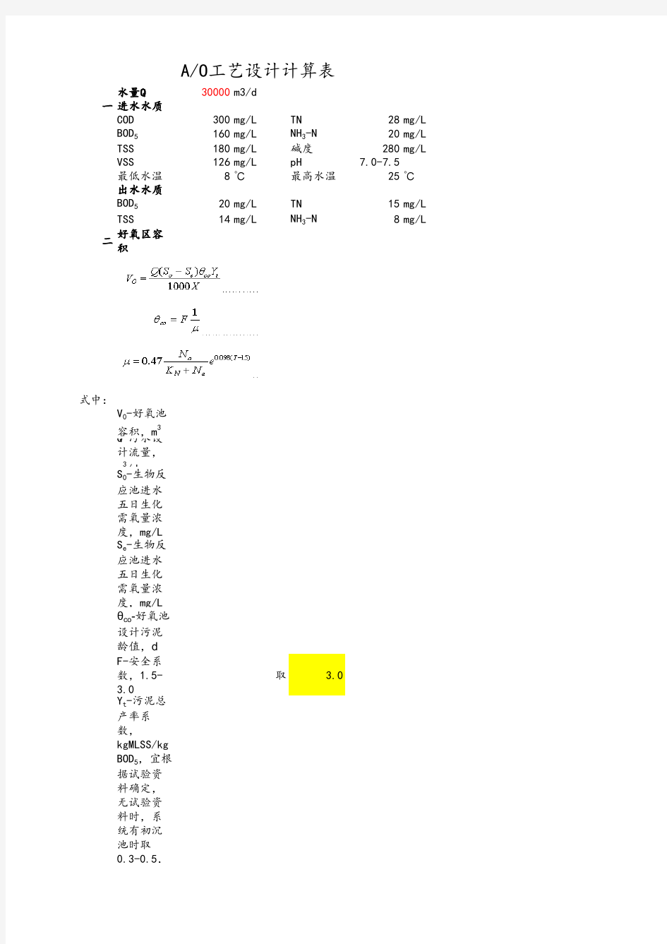 AO工艺设计计算表(完整版)