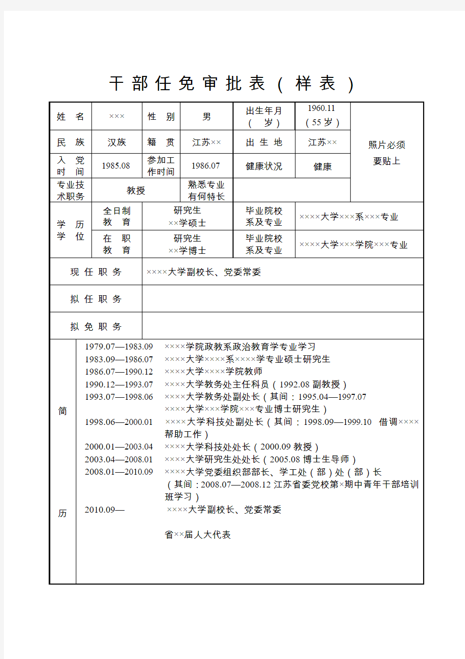 干部任免审批表(样表).doc