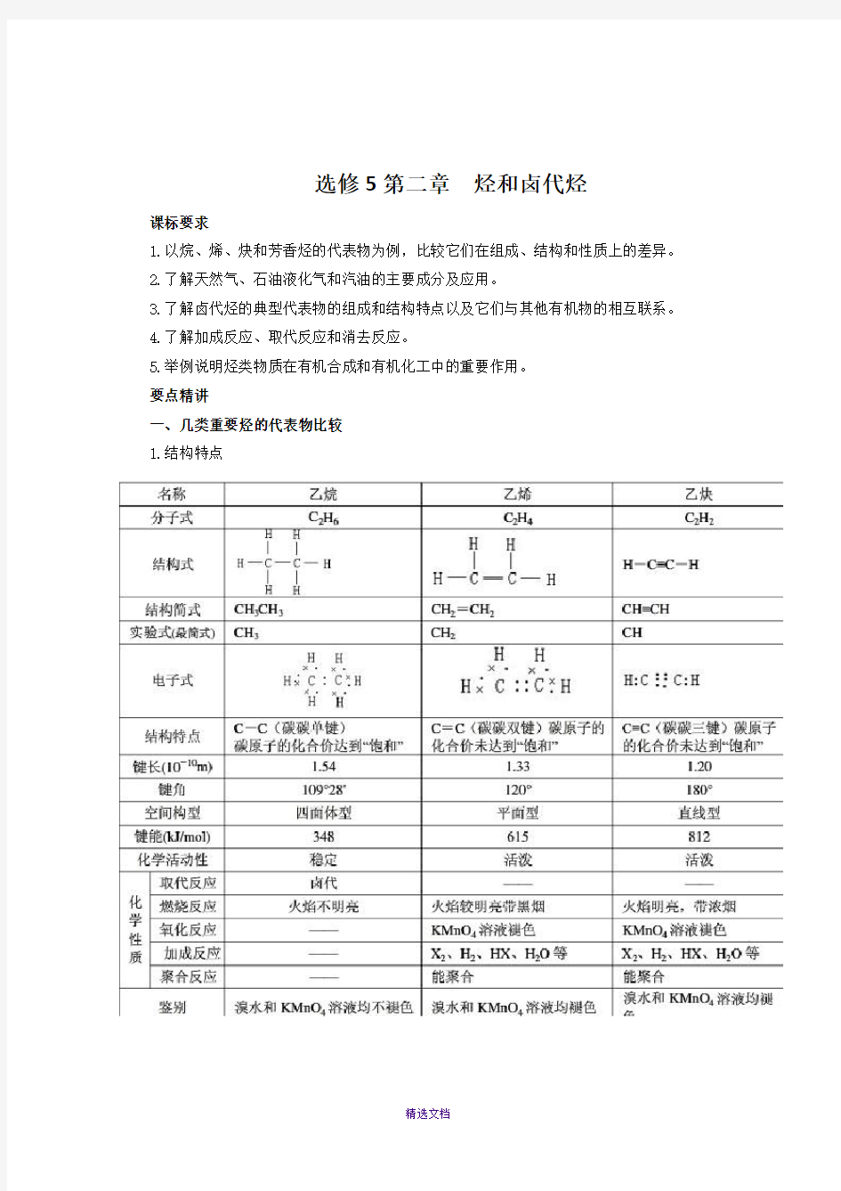 高中化学选修五第二章详细教案