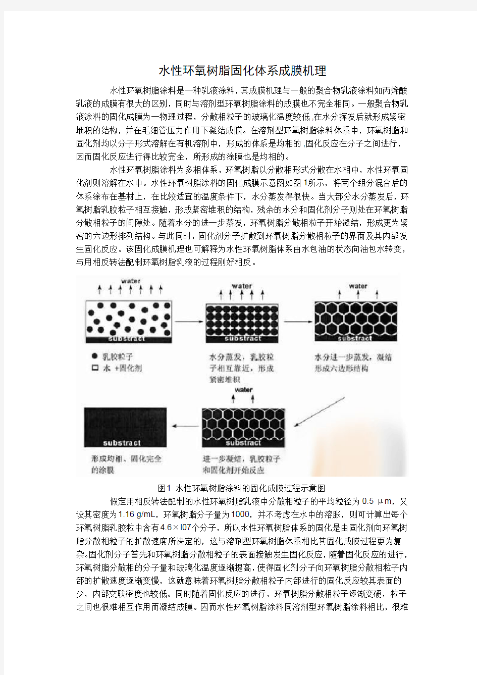 水性环氧树脂固化体系成膜机理