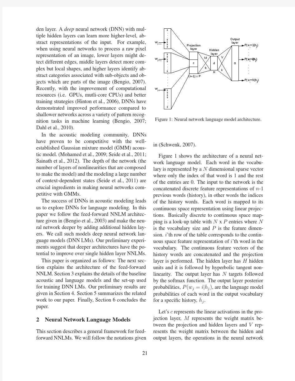 Deep Neural Network Language Models