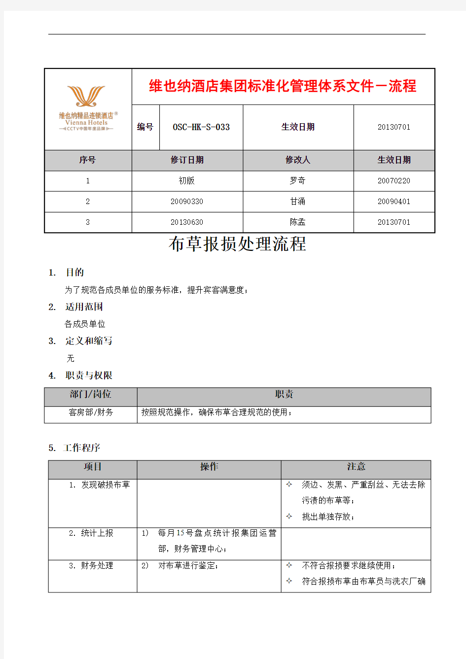 布草报损处理流程