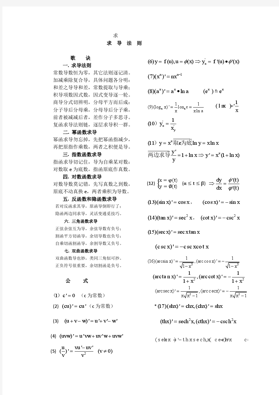 求导法则