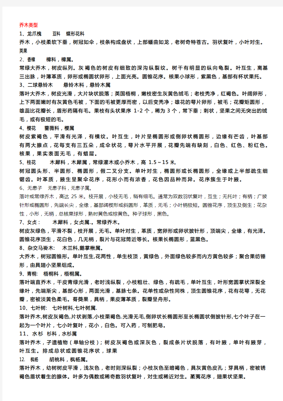 观赏植物学实习考试复习资料