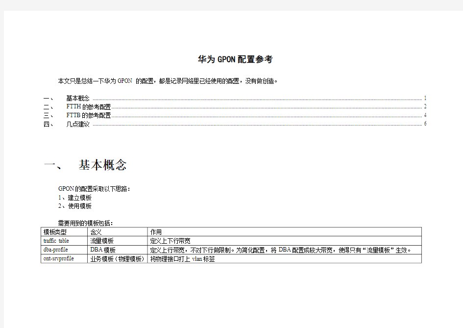 华为GPON配置参考