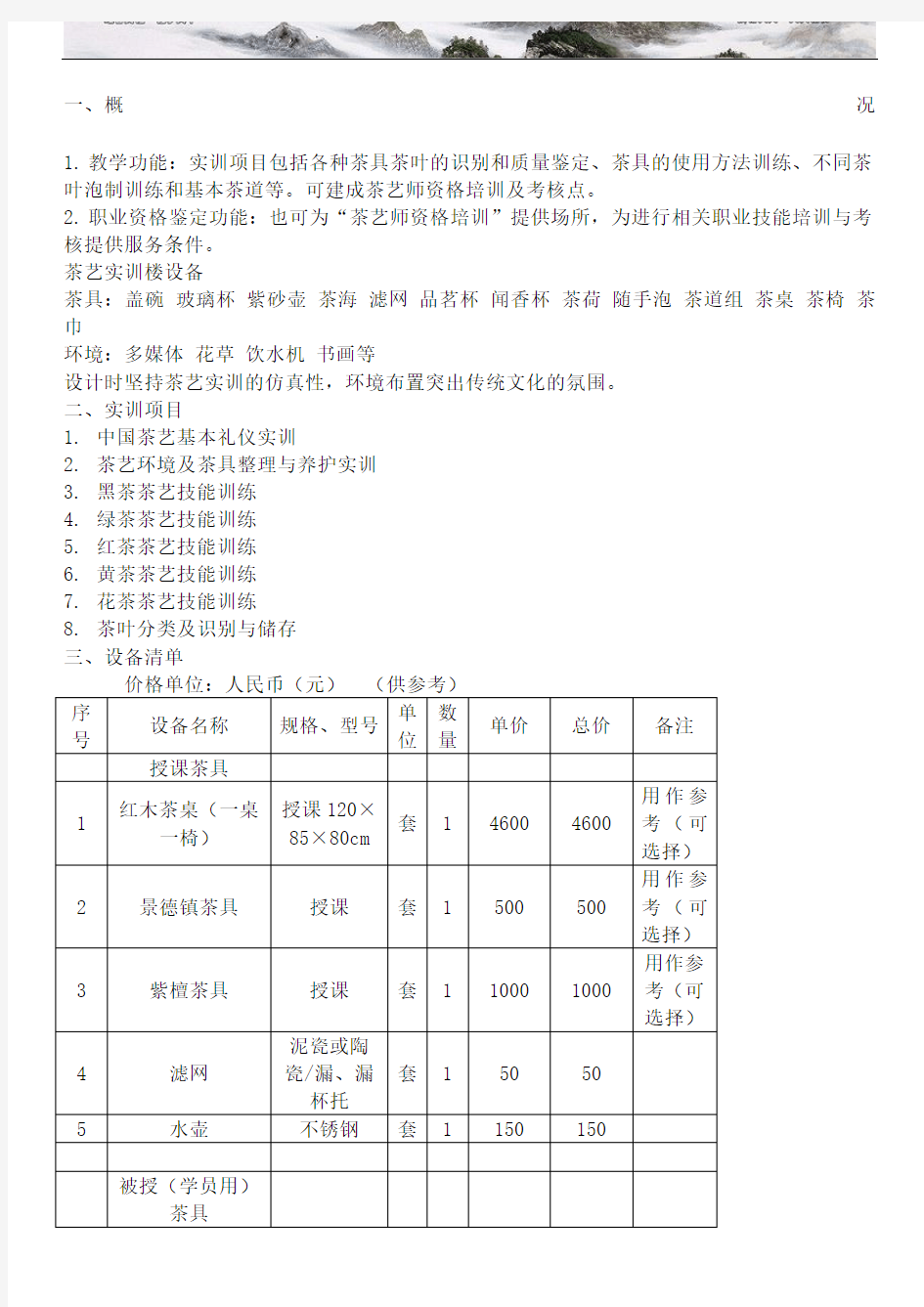 茶艺师培训方案