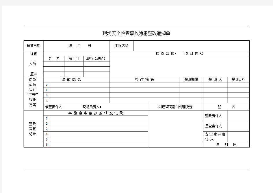 安全生产隐患整改通知单