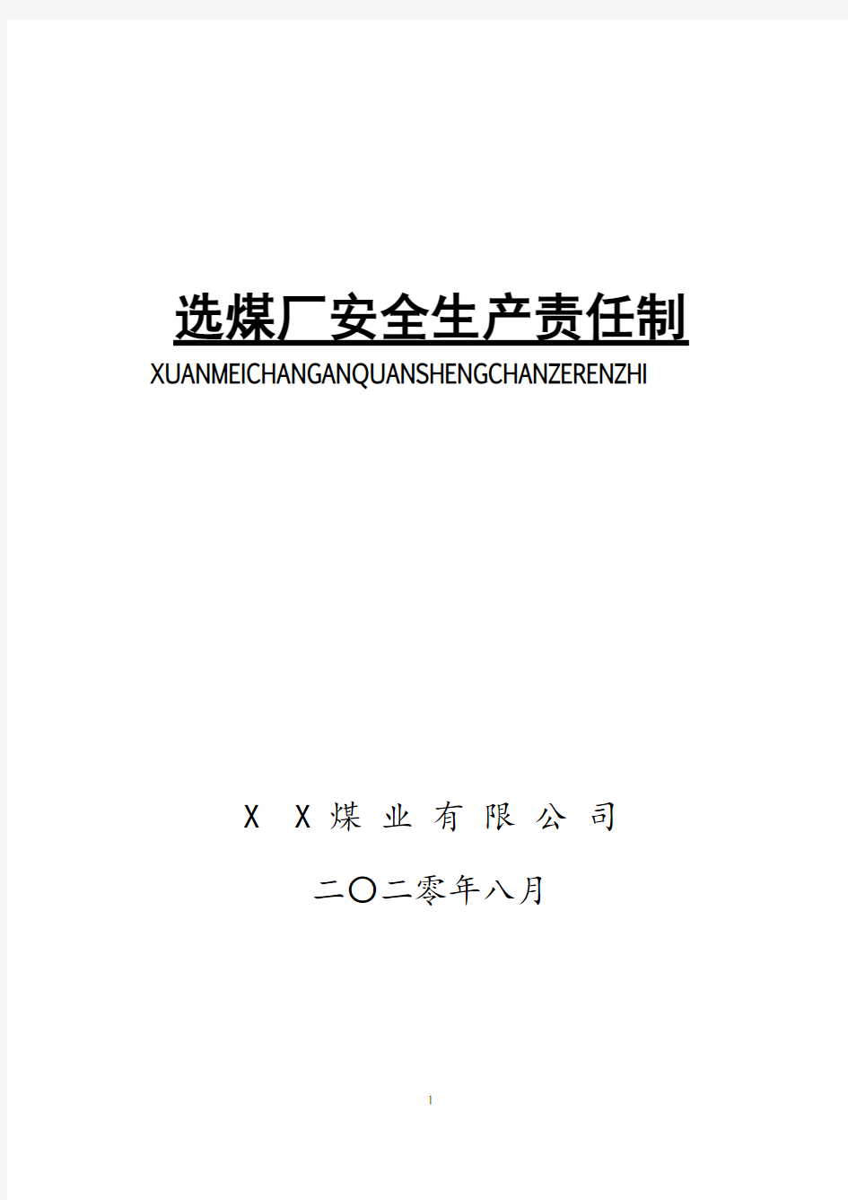 选煤厂安全生产责任制汇编