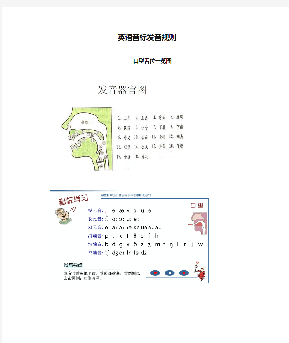 英语音标发音规则及口型舌位一览表版