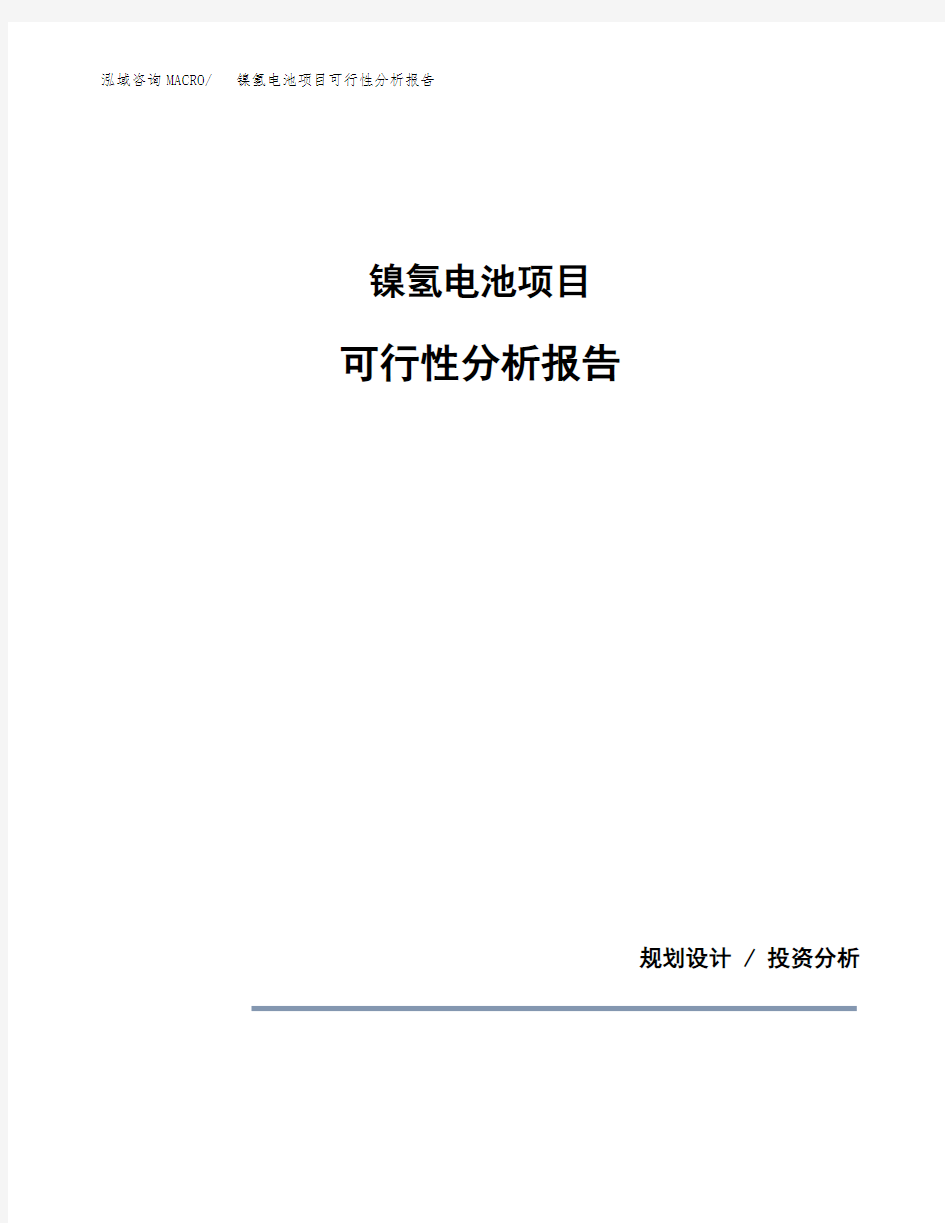 镍氢电池项目可行性分析报告(模板参考范文)