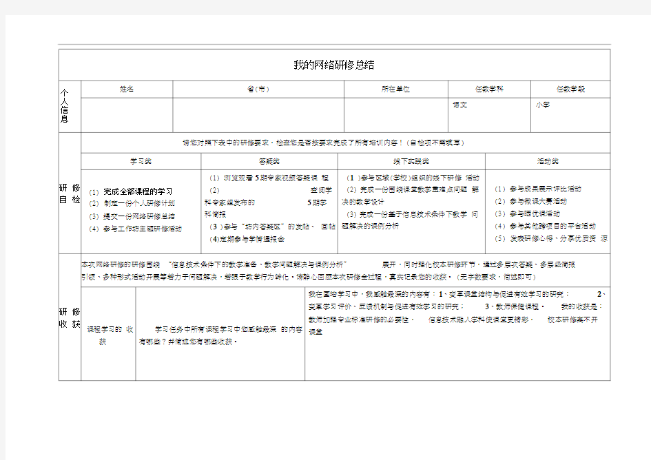 研修总结作业模板