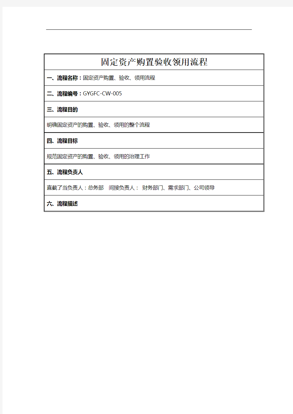 固定资产购置验收领用流程