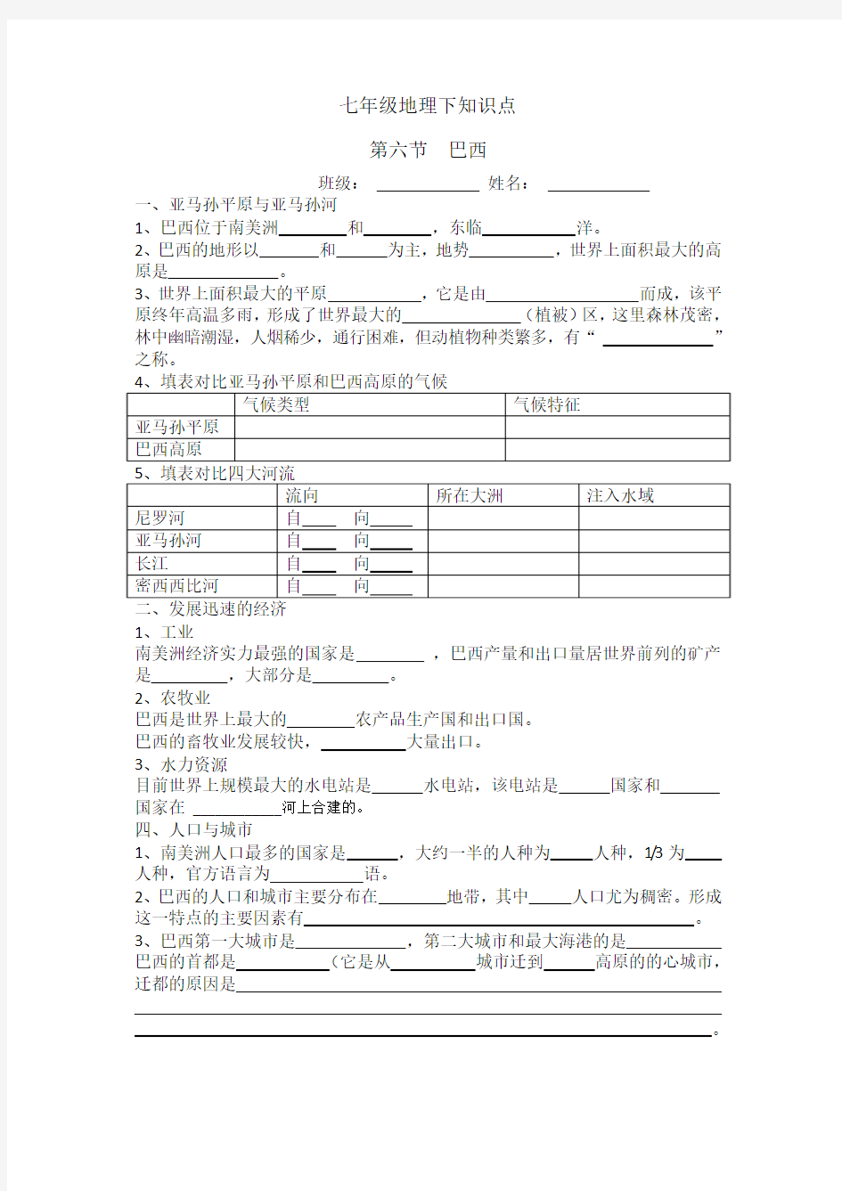 巴西知识点