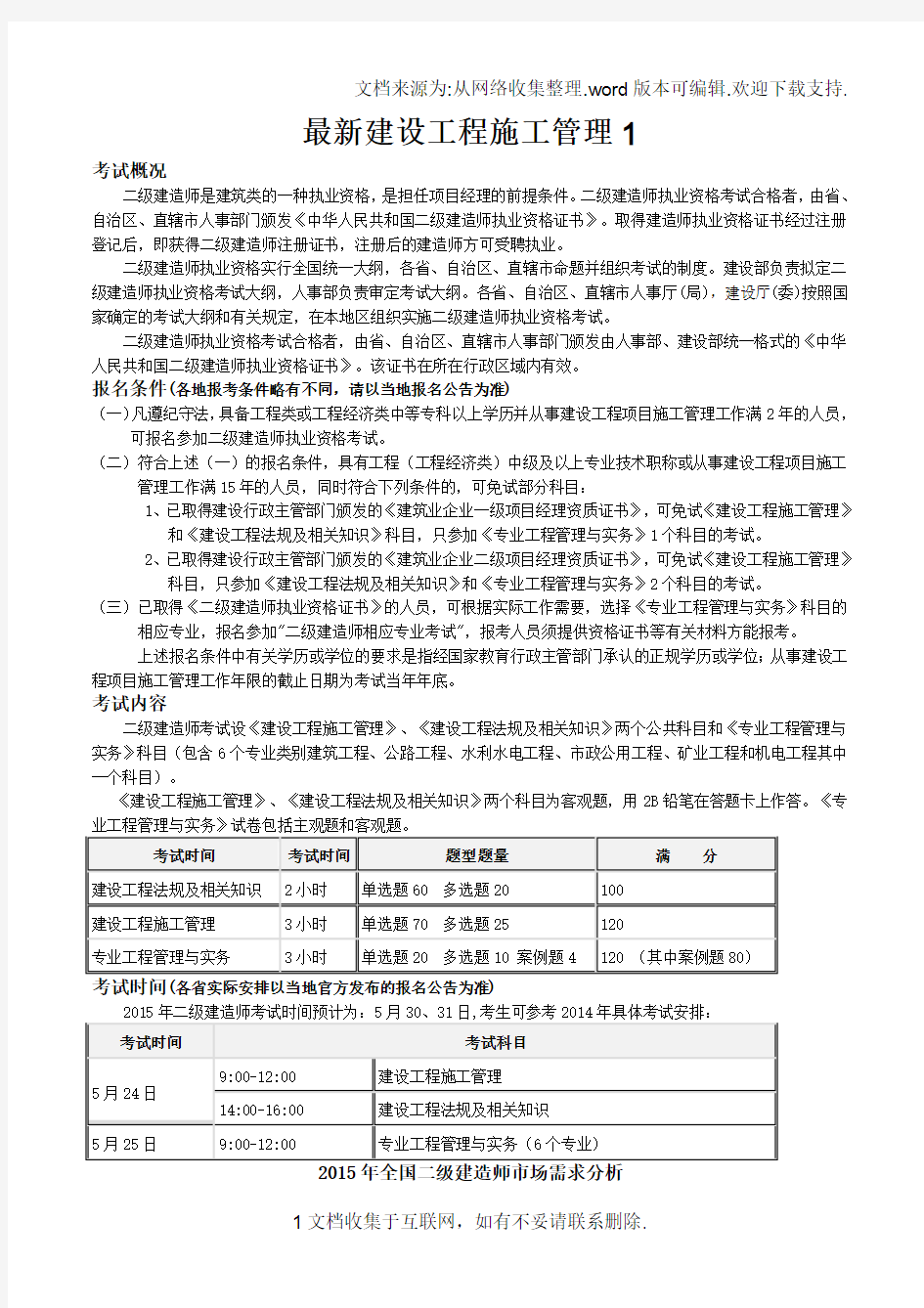 最新建设工程施工管理1