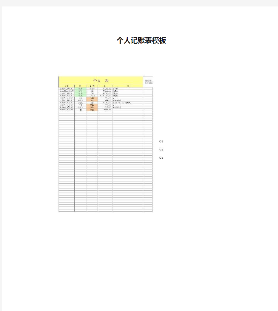 个人记账表模板