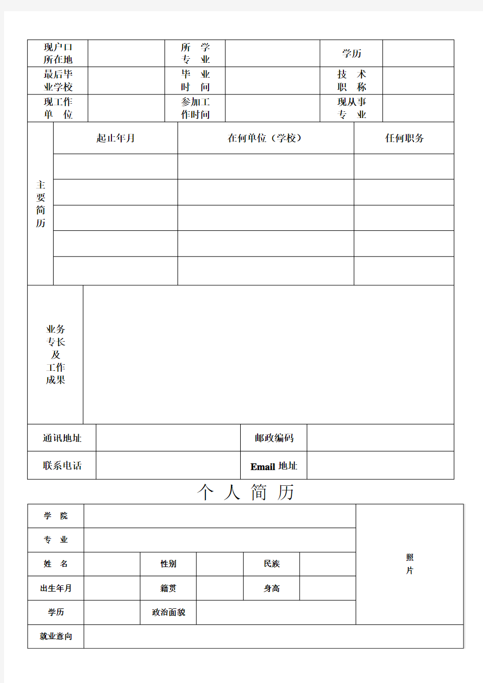 个人简历模板大全(30套)