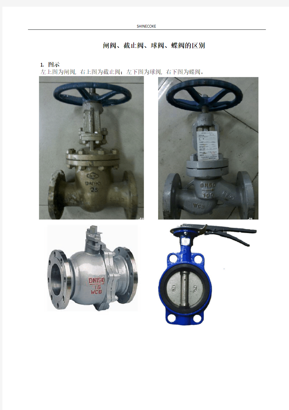 闸阀、截止阀、球阀、蝶阀的区别