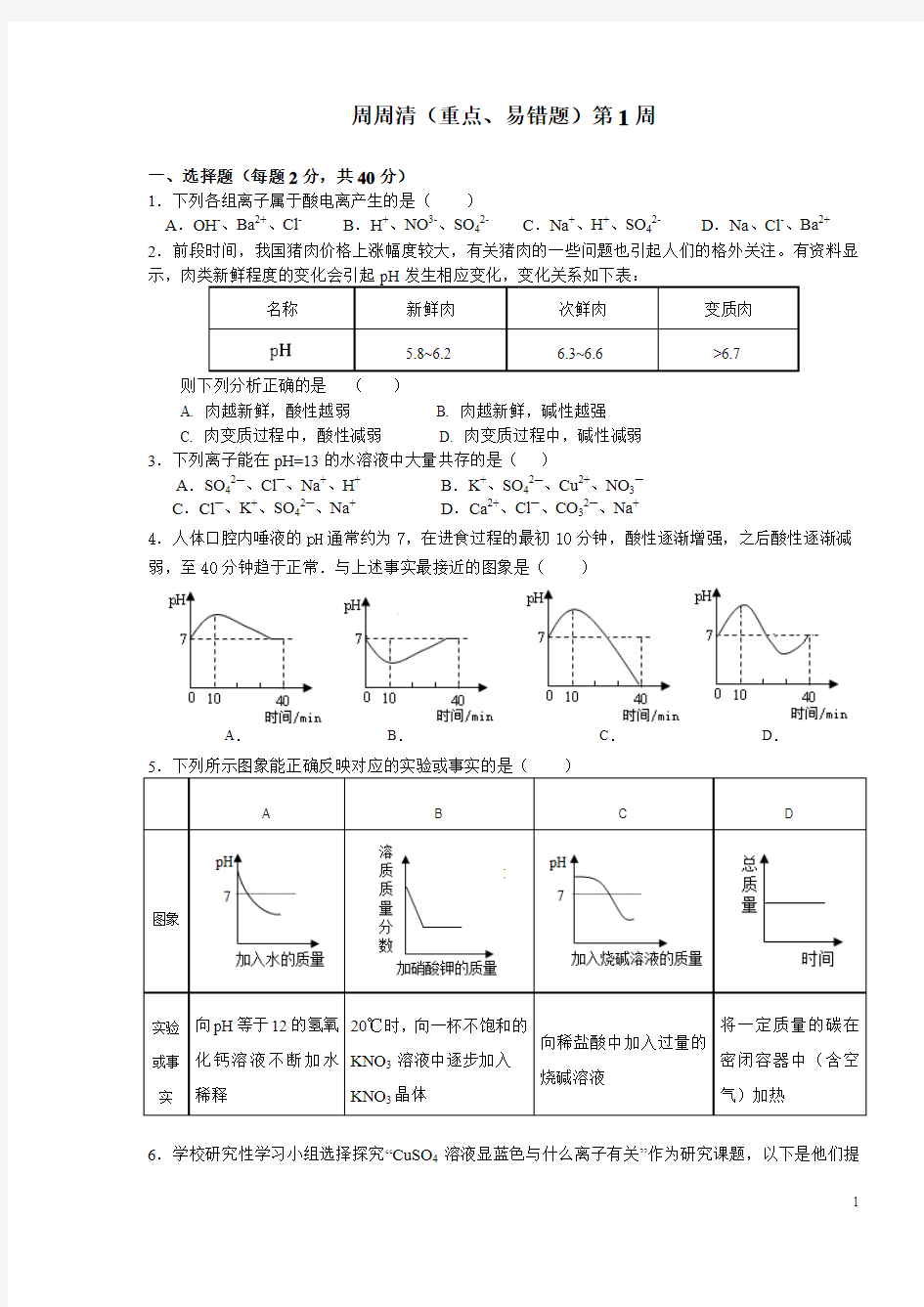 酸碱盐练习(易错题)