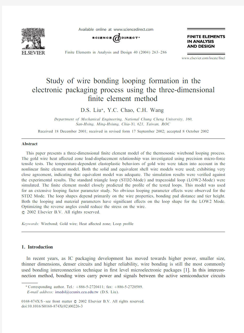 Study of wire bonding looping formation in the electronic packaging process using the three-dimen