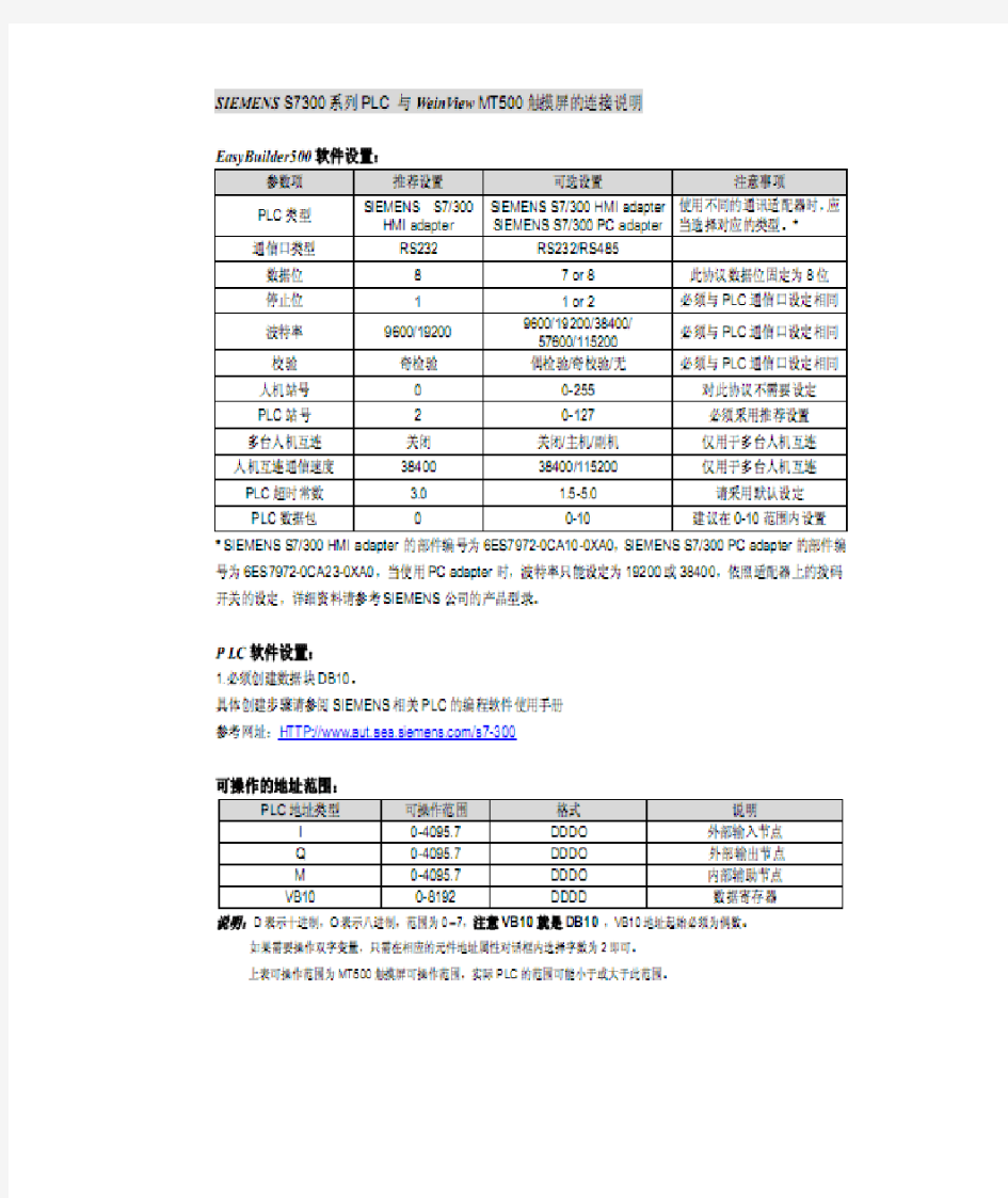 S7-300和威纶触摸屏连接说明