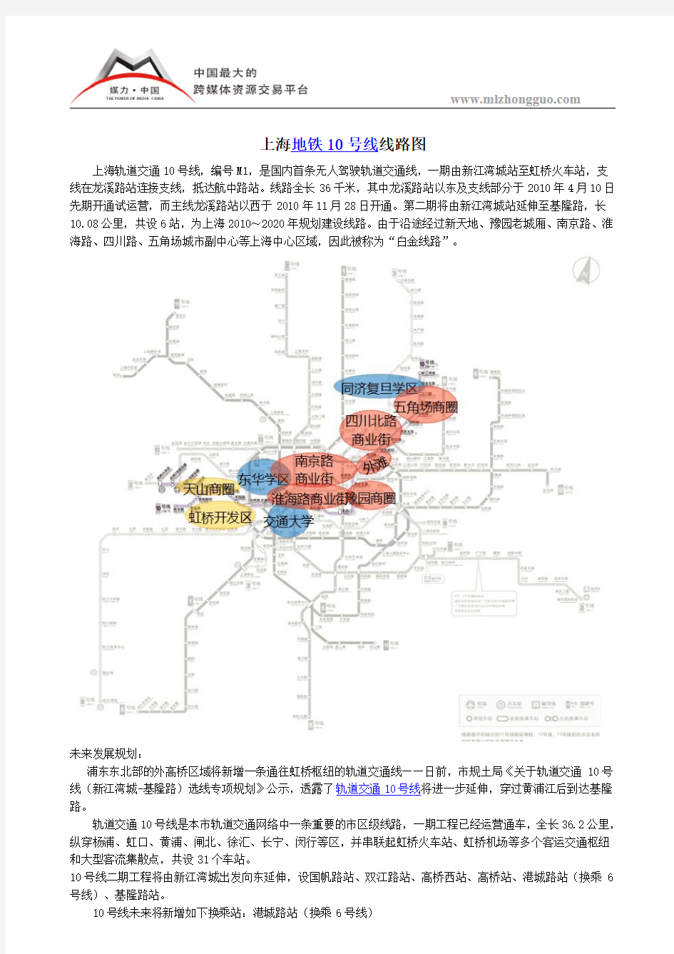 上海地铁10号线线路图