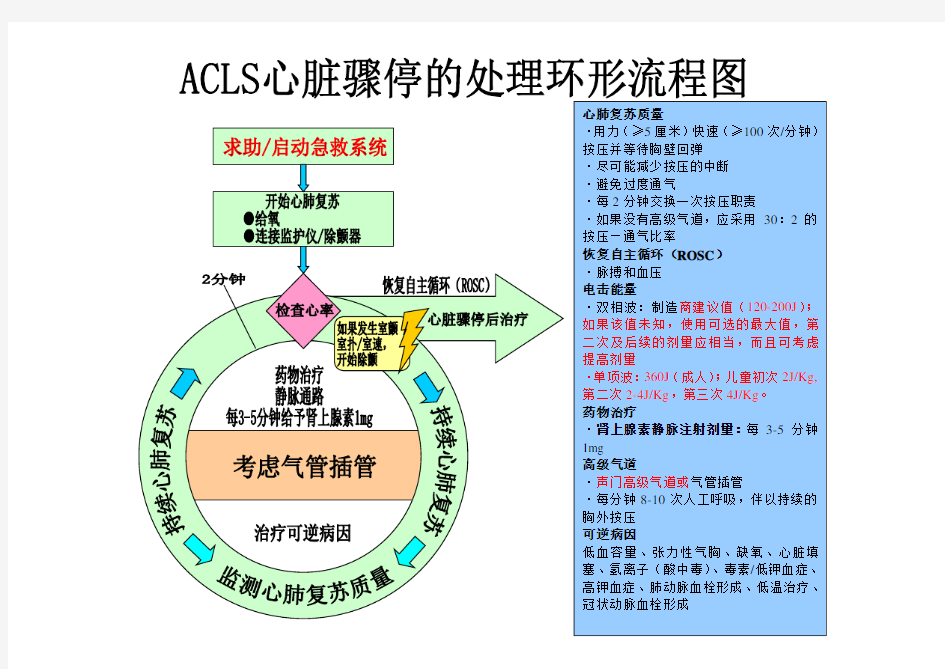 ACLS心脏骤停的处理环形流程图(修定)