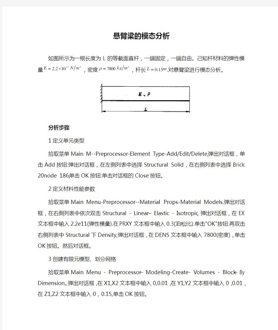 悬臂梁的模态分析