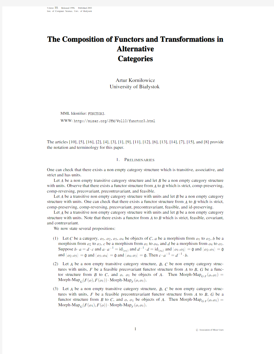 The composition of functors and transformations in alternative categories