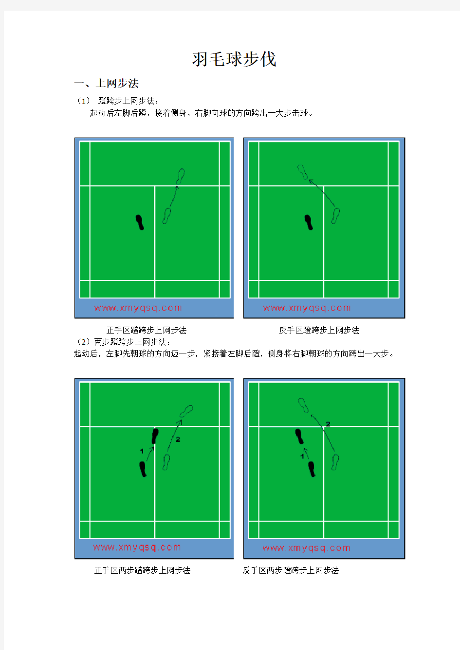 羽毛球各类步伐