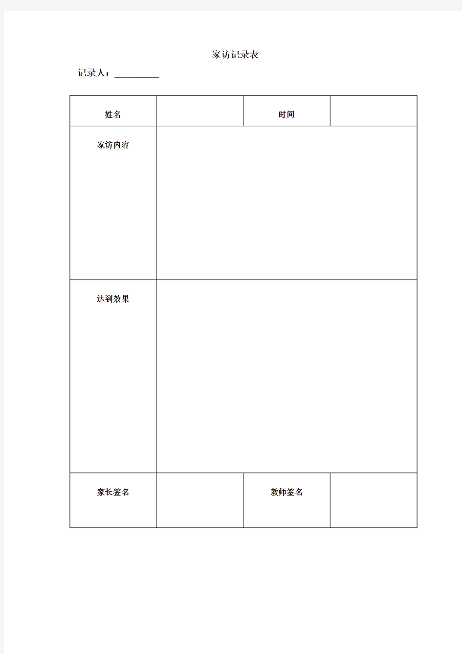 【最新】2020中小学家访记录表