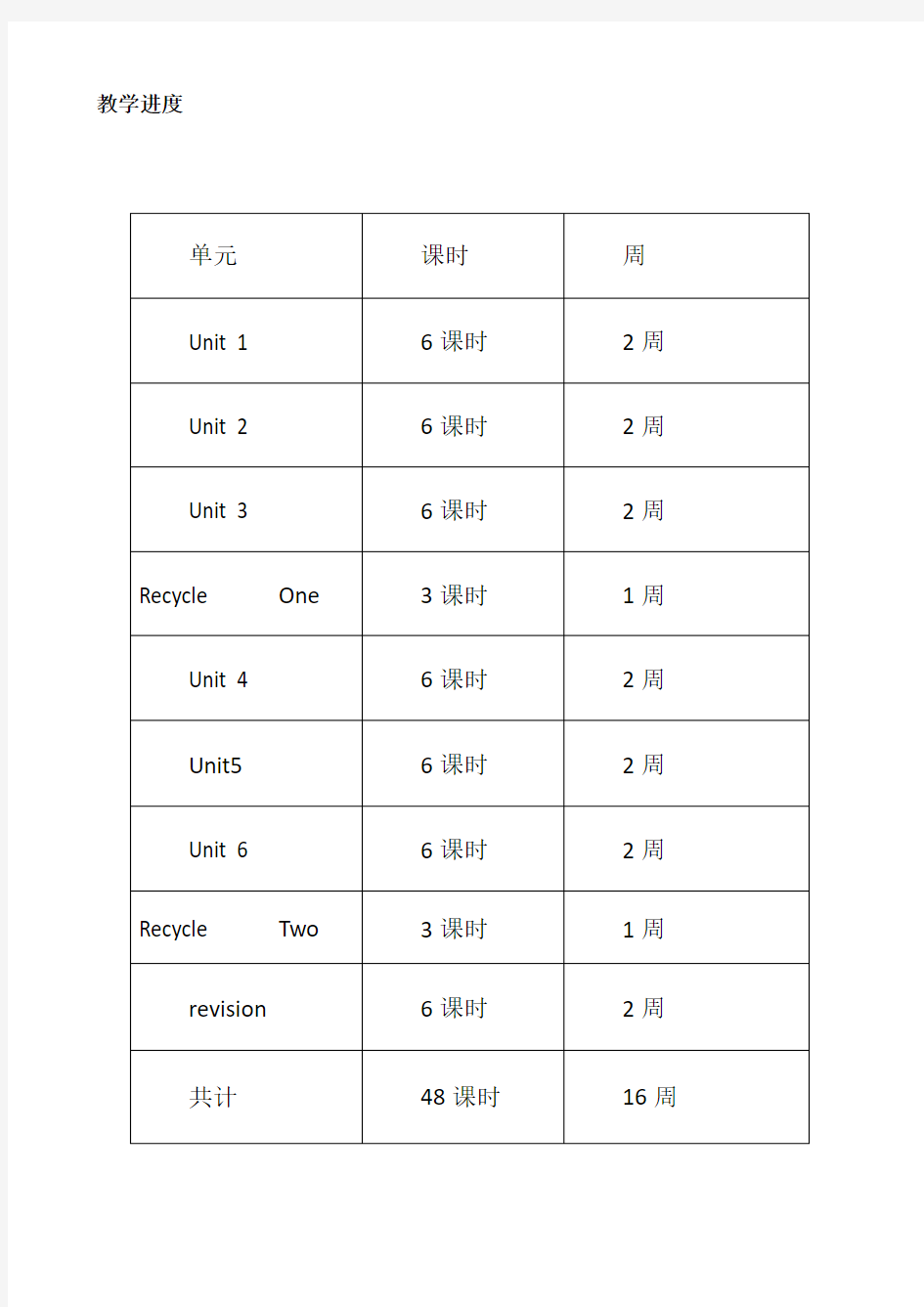 PEP小学英语三年级下册教学计划及进度表