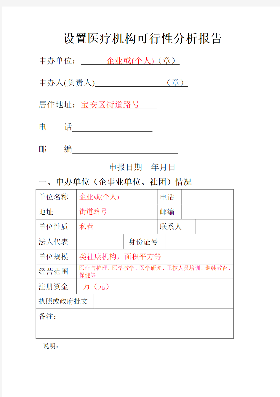 设置医疗机构可行性分析报告