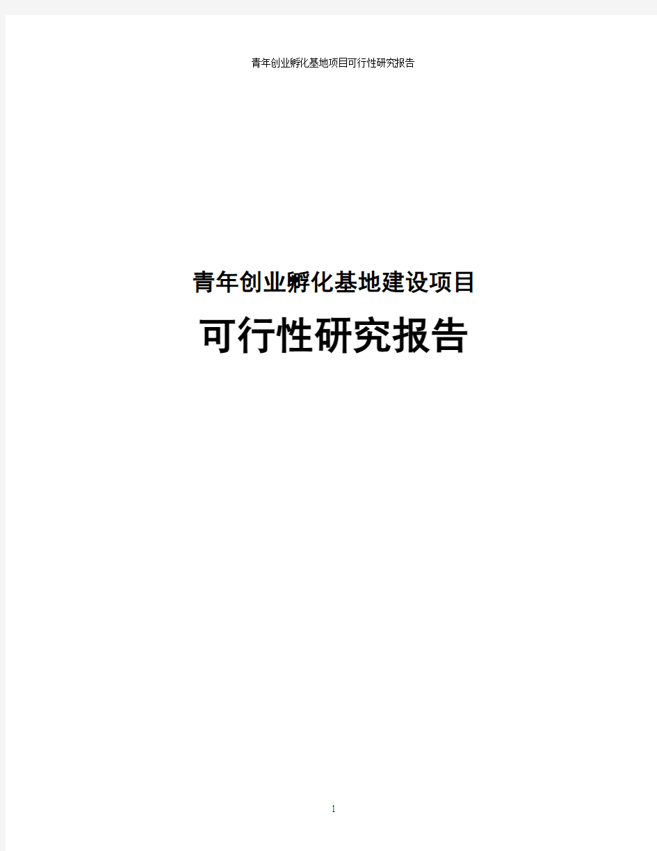 青年创业孵化基地项目可行性研究报告