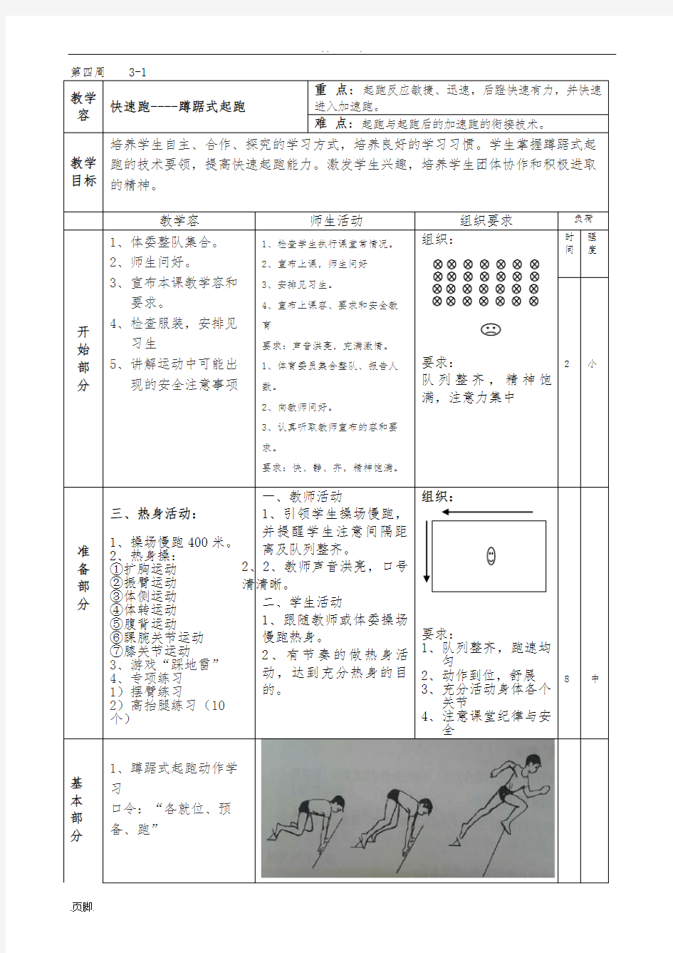 小学六年级快速跑教学设计说明