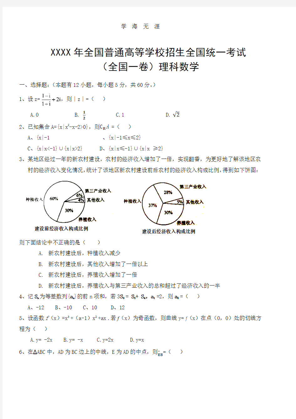 2018年全国高考理科数学(全国一卷)试题及答案.pdf