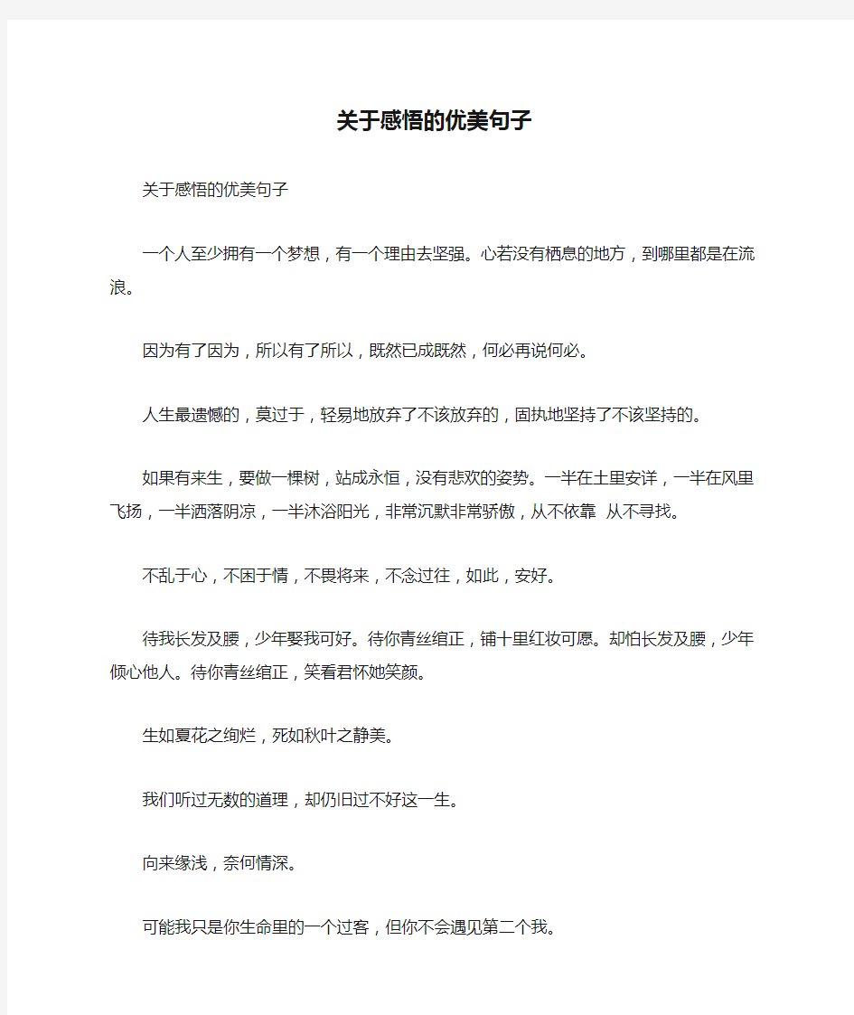 关于感悟的优美句子