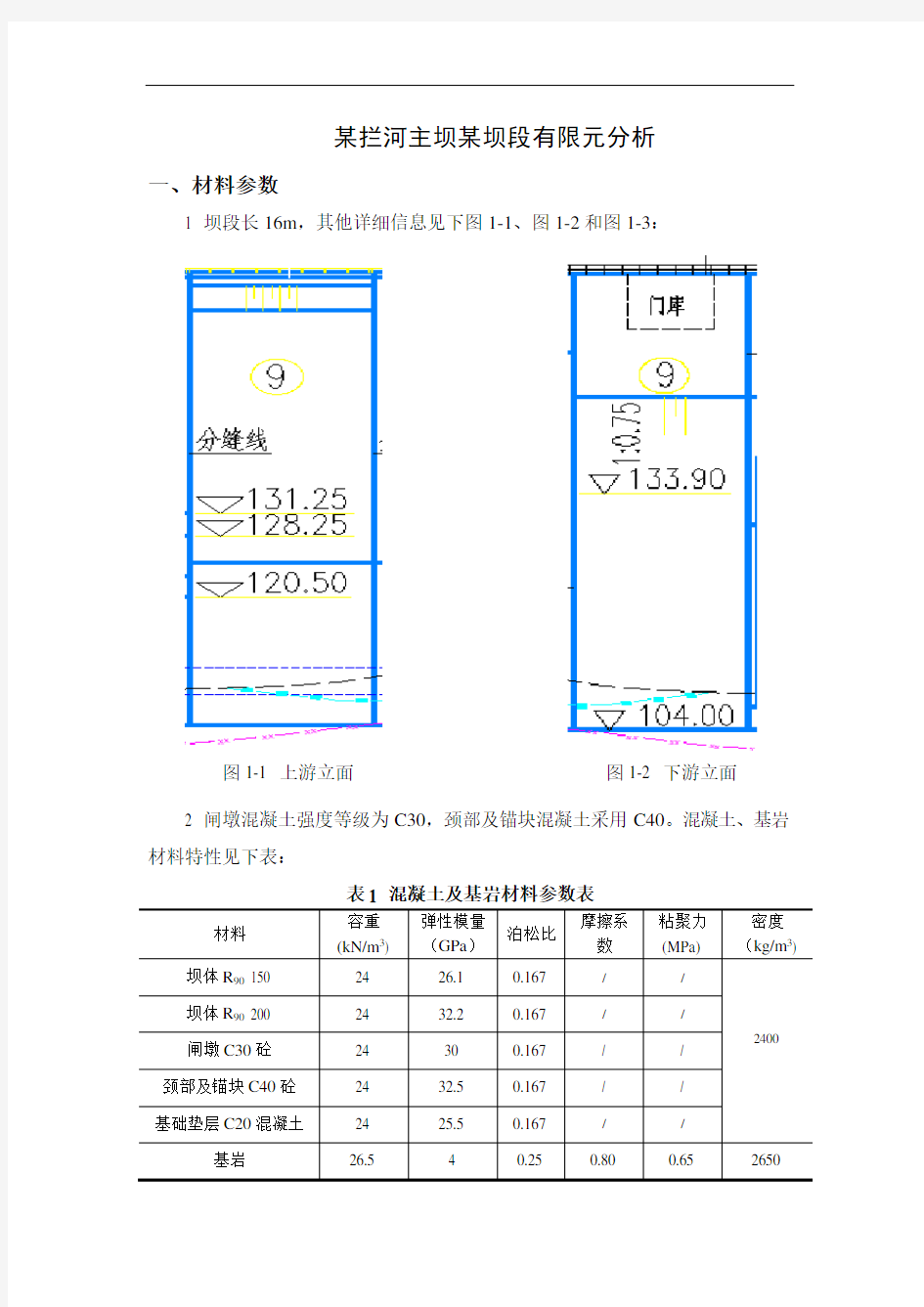 某拦河主坝某坝段有限元分析综述