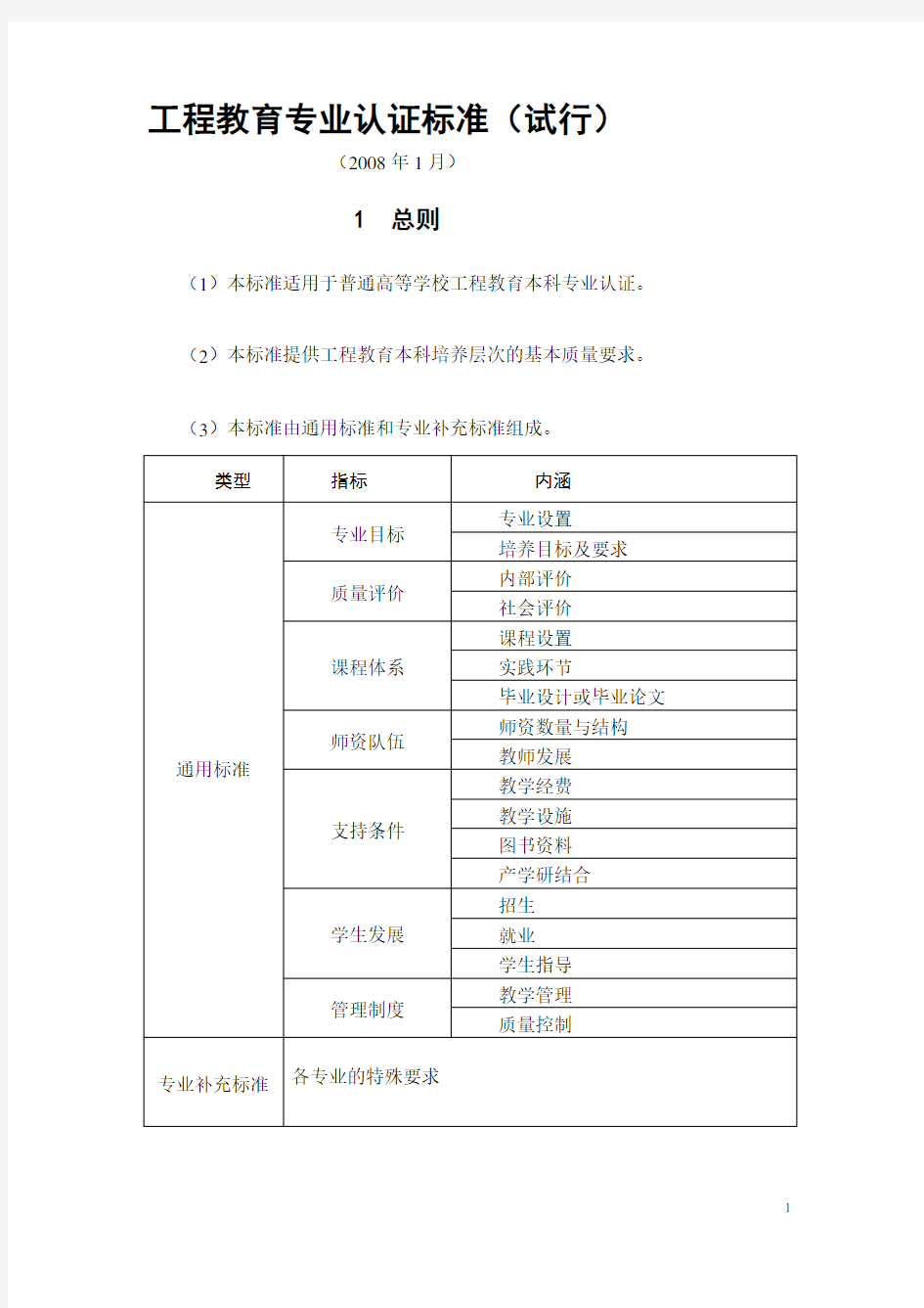 全国工程教育专业认证标准