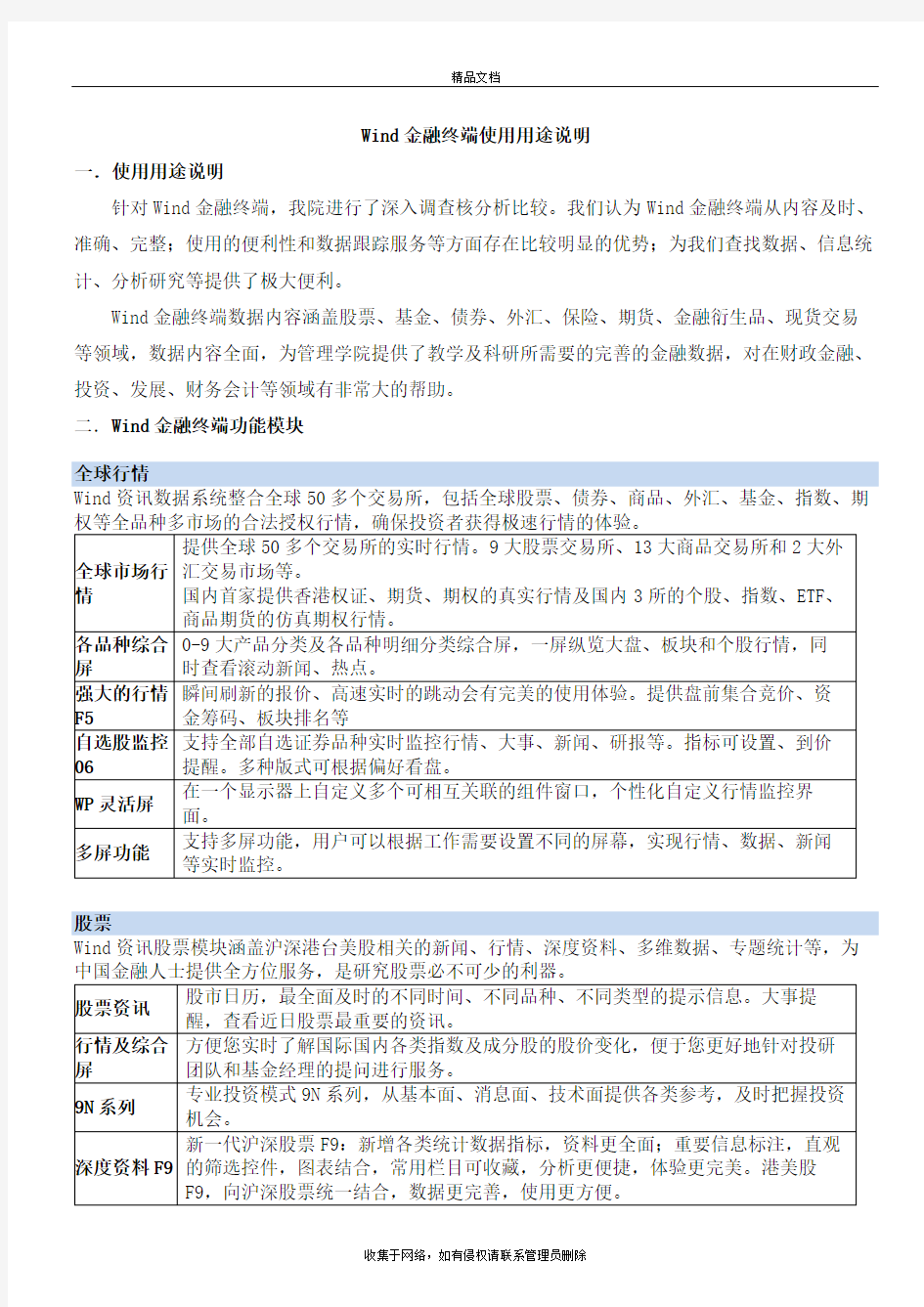 wind金融终端使用用途说明教学文案