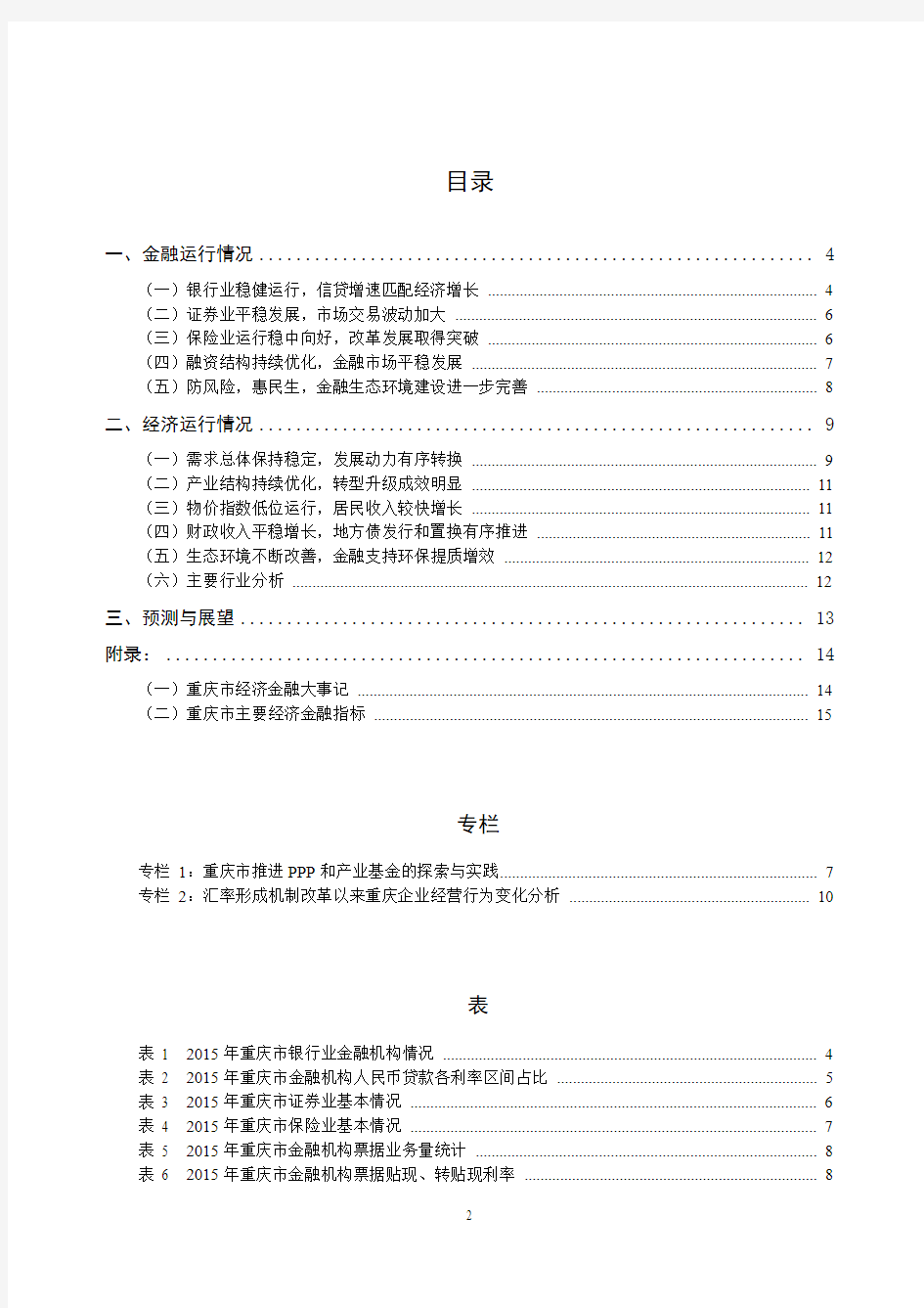 2015年重庆市金融运行报告