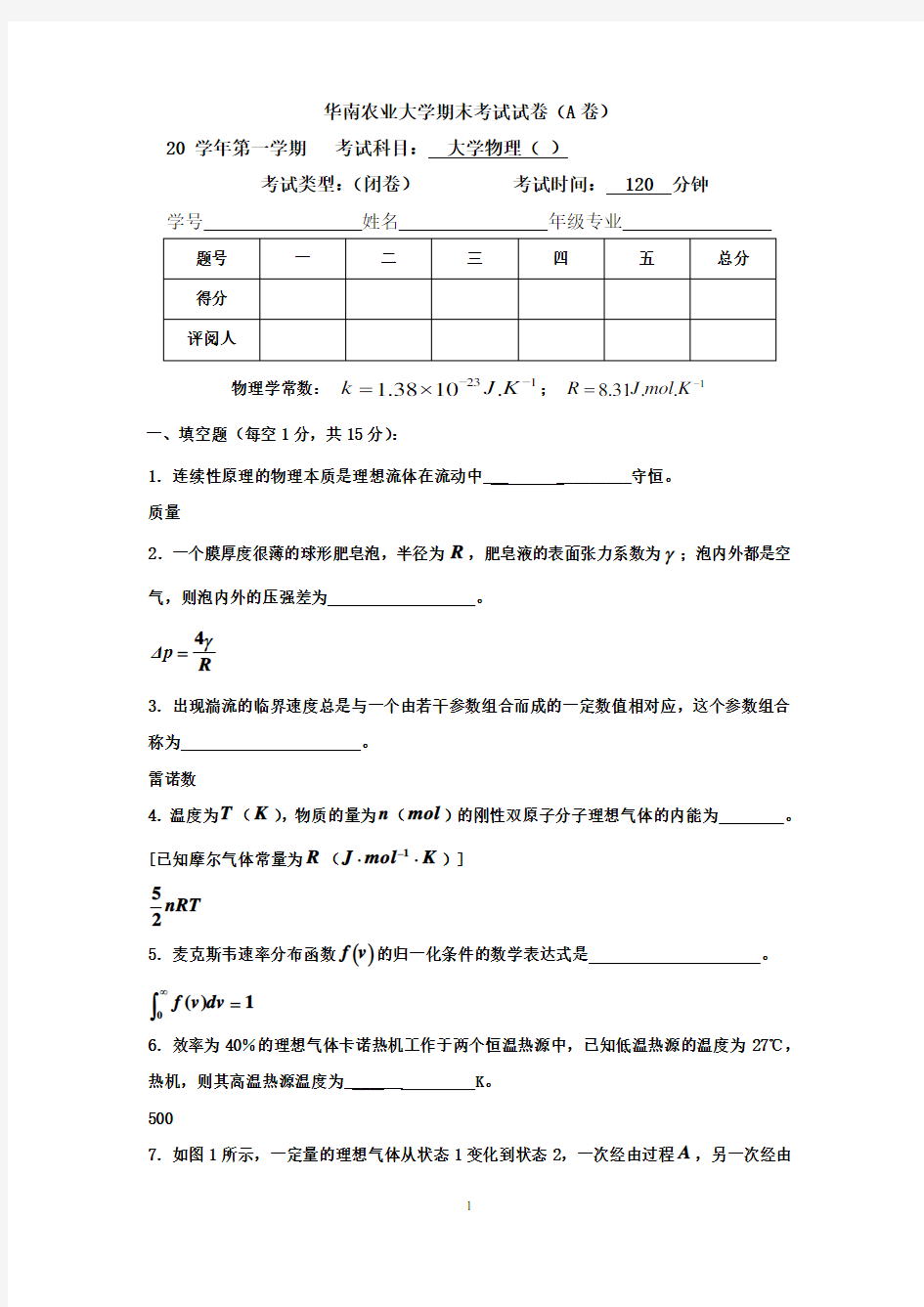 (完整版)大学物理C期末试卷2