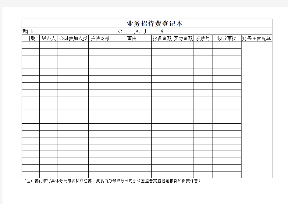 招待费登记表