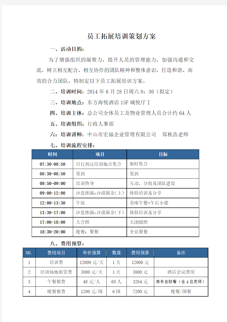 23 关于组织开展员工拓展培训的请示