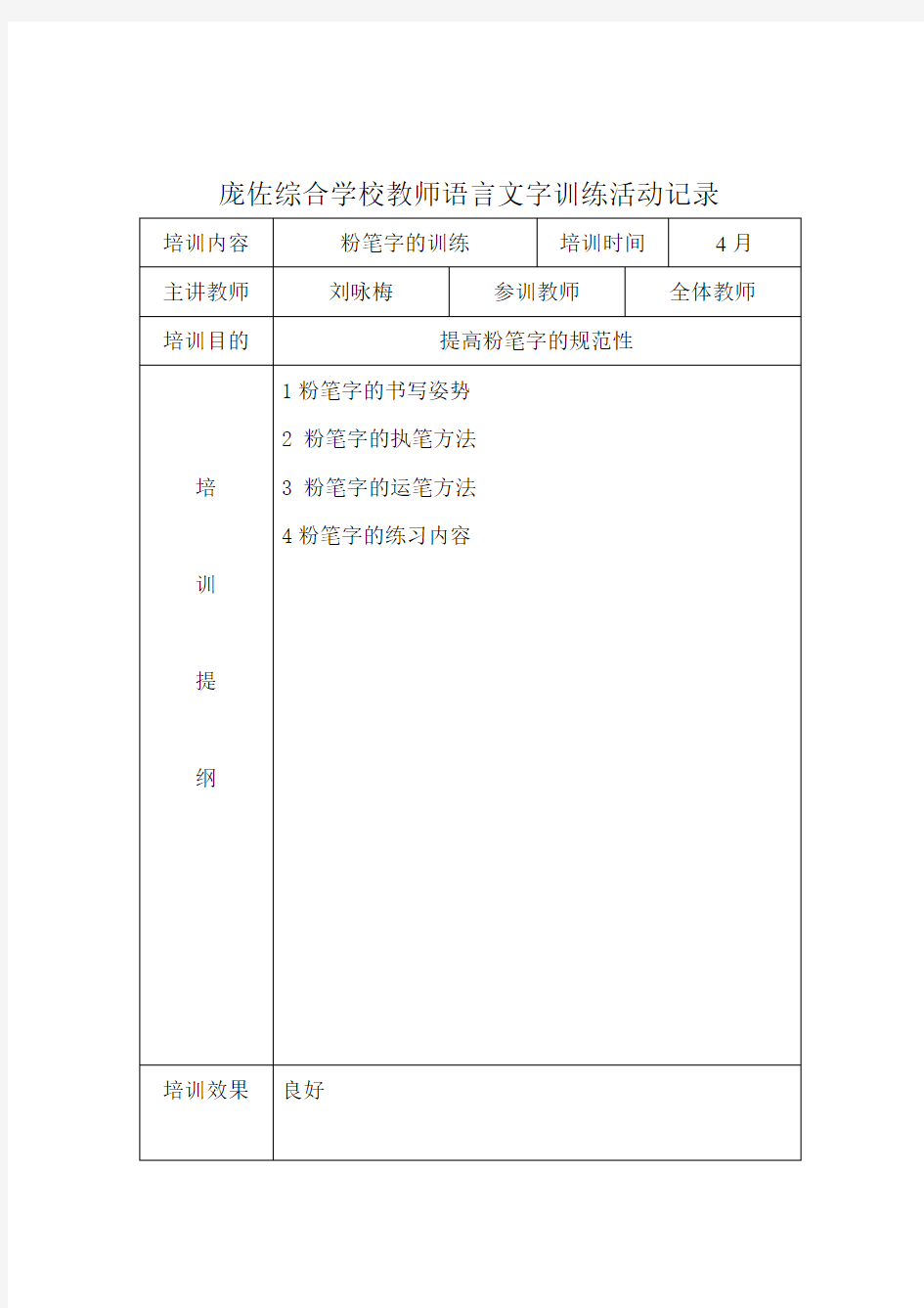 教师语言文字基本功活动培训活动记录