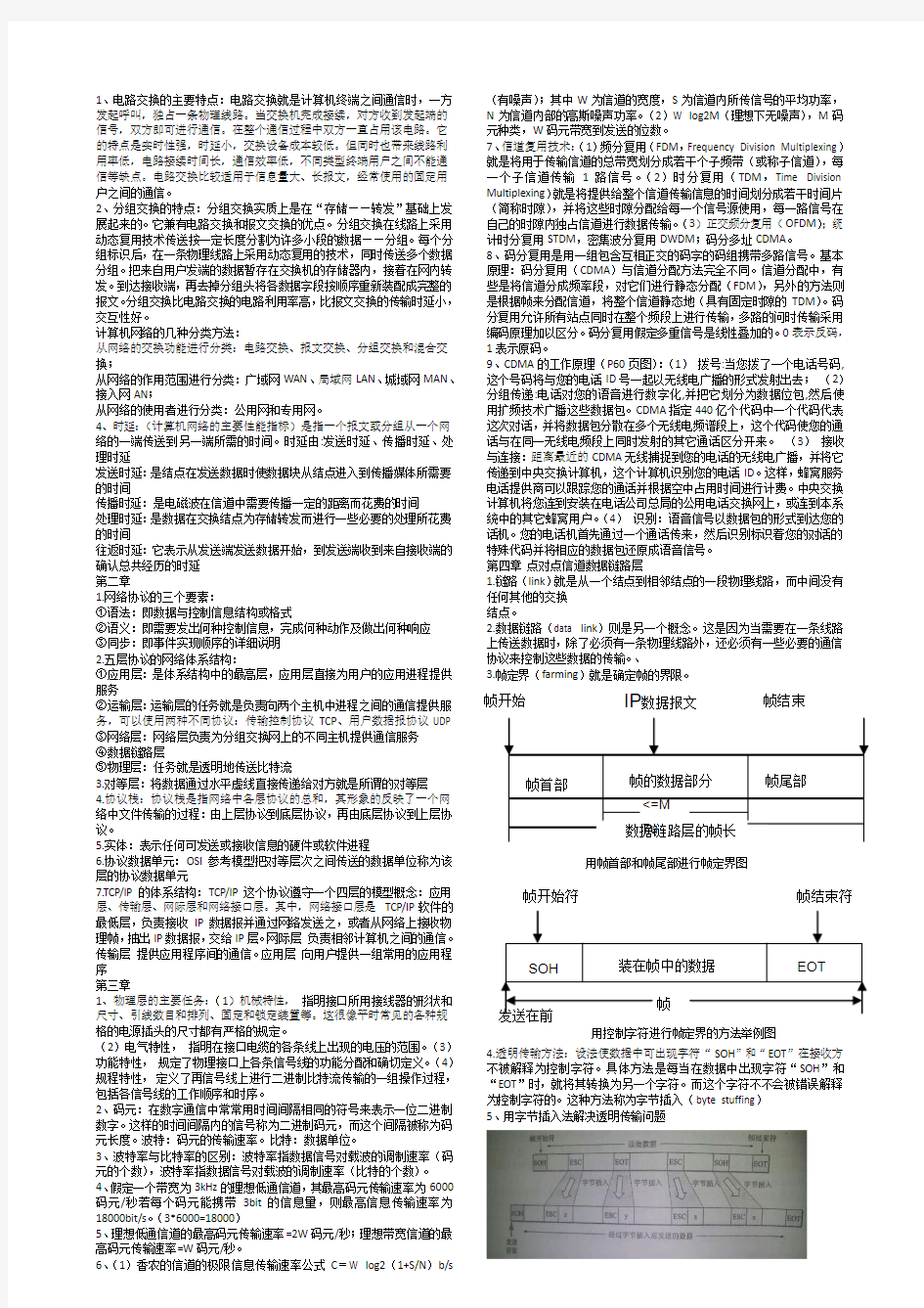 计算机网络(第二版)考试要点总结