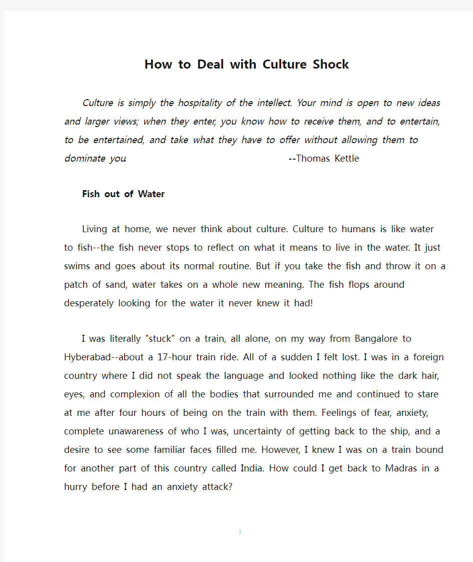 How to Deal with Culture Shock