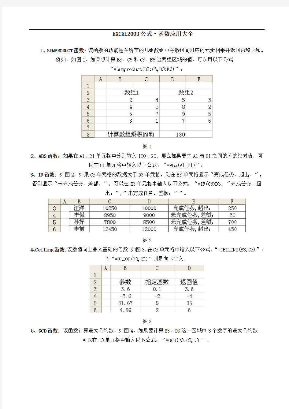 Excel表格函数应用大全