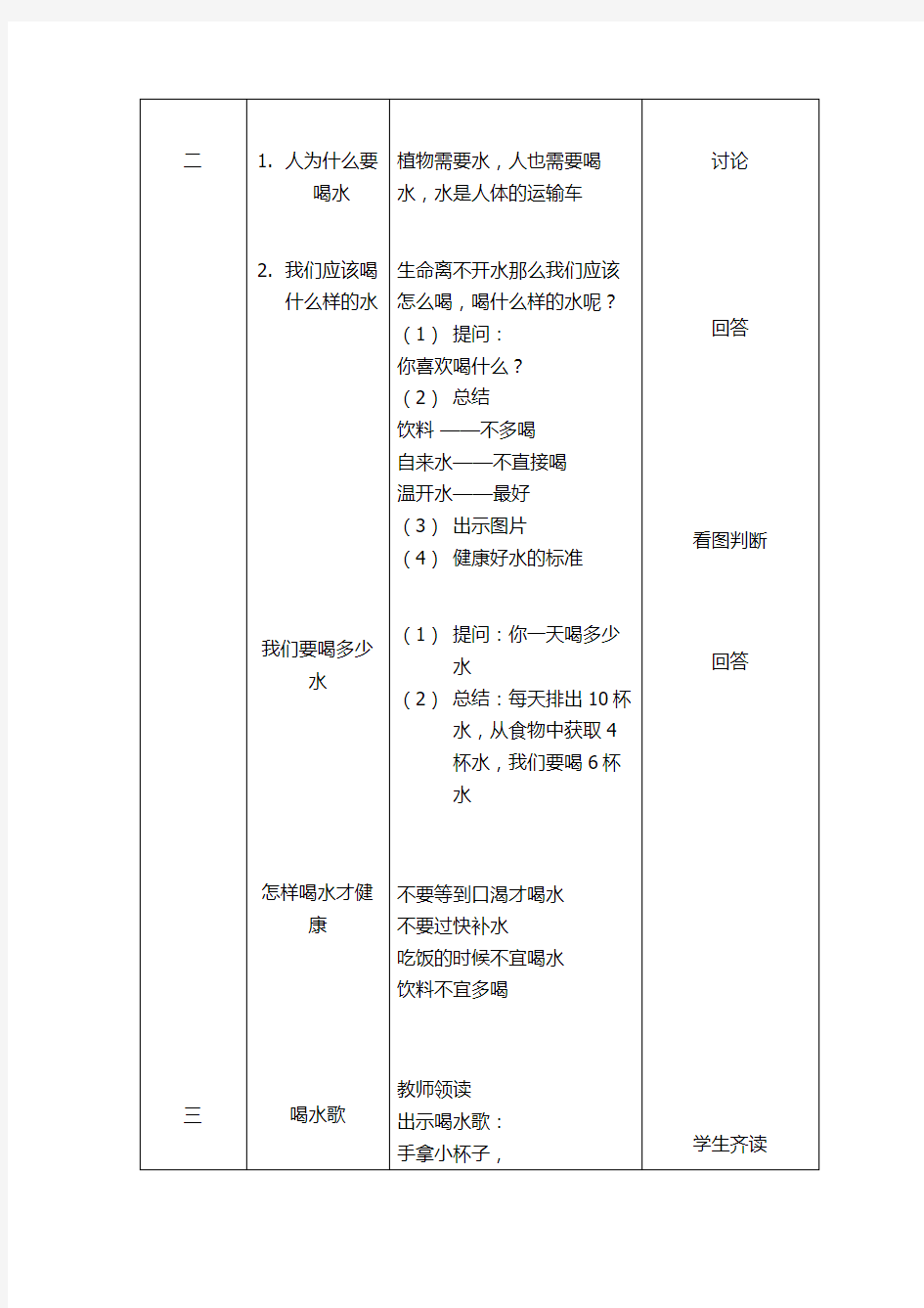 饮水有益健康教案