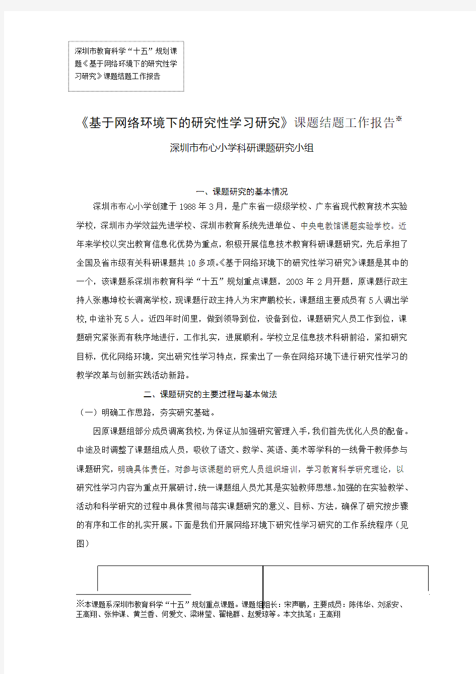 基于网络环境下的研究性学习研究课题结题工作报告