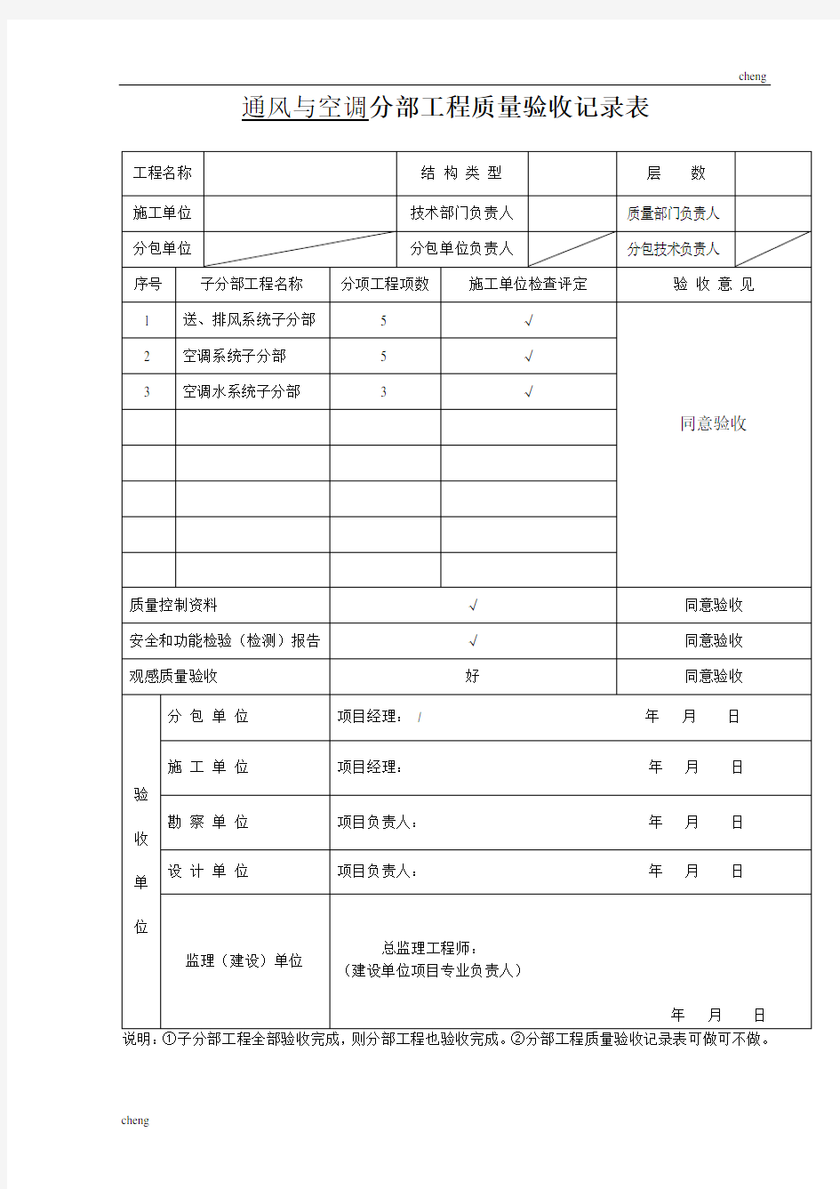 通风与空调分部工程质量验收记录表[1]